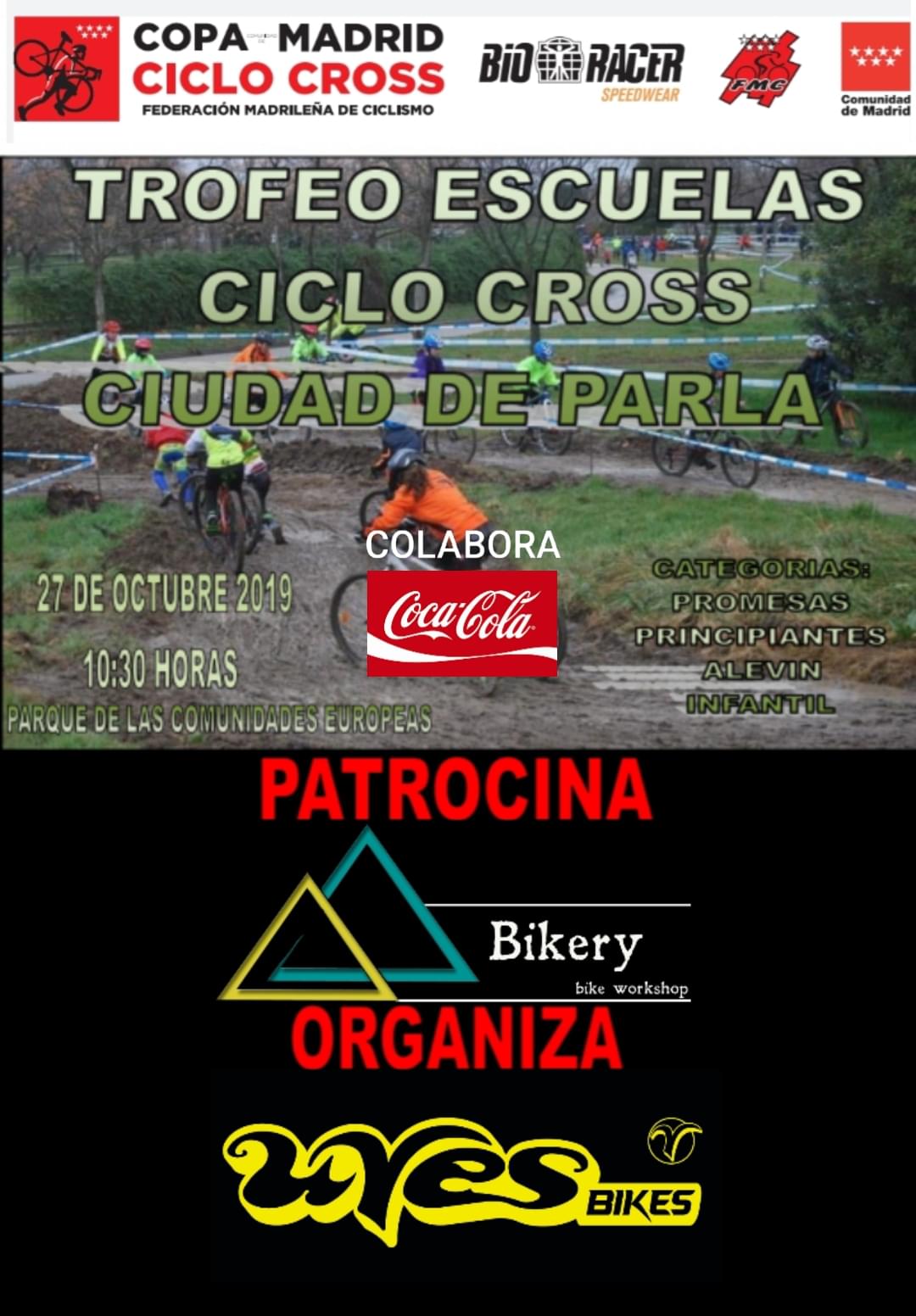 Las Escuelas de Ciclismo Madrileñas serán protagonistas en el I Trofeo Ciclocross Ciudad de Parla