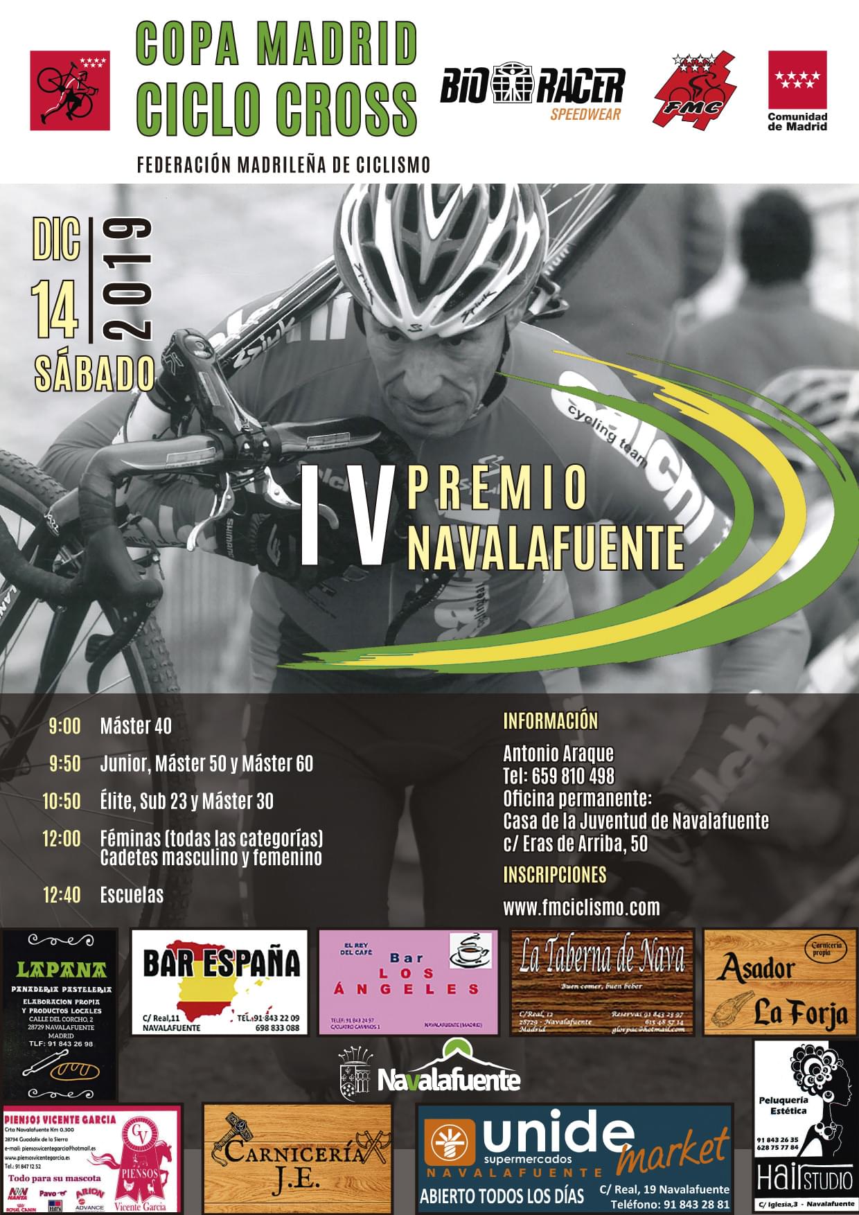 El IV Premio Navalafuente de ciclocross, octavo asalto de la Copa Comunidad de Madrid
