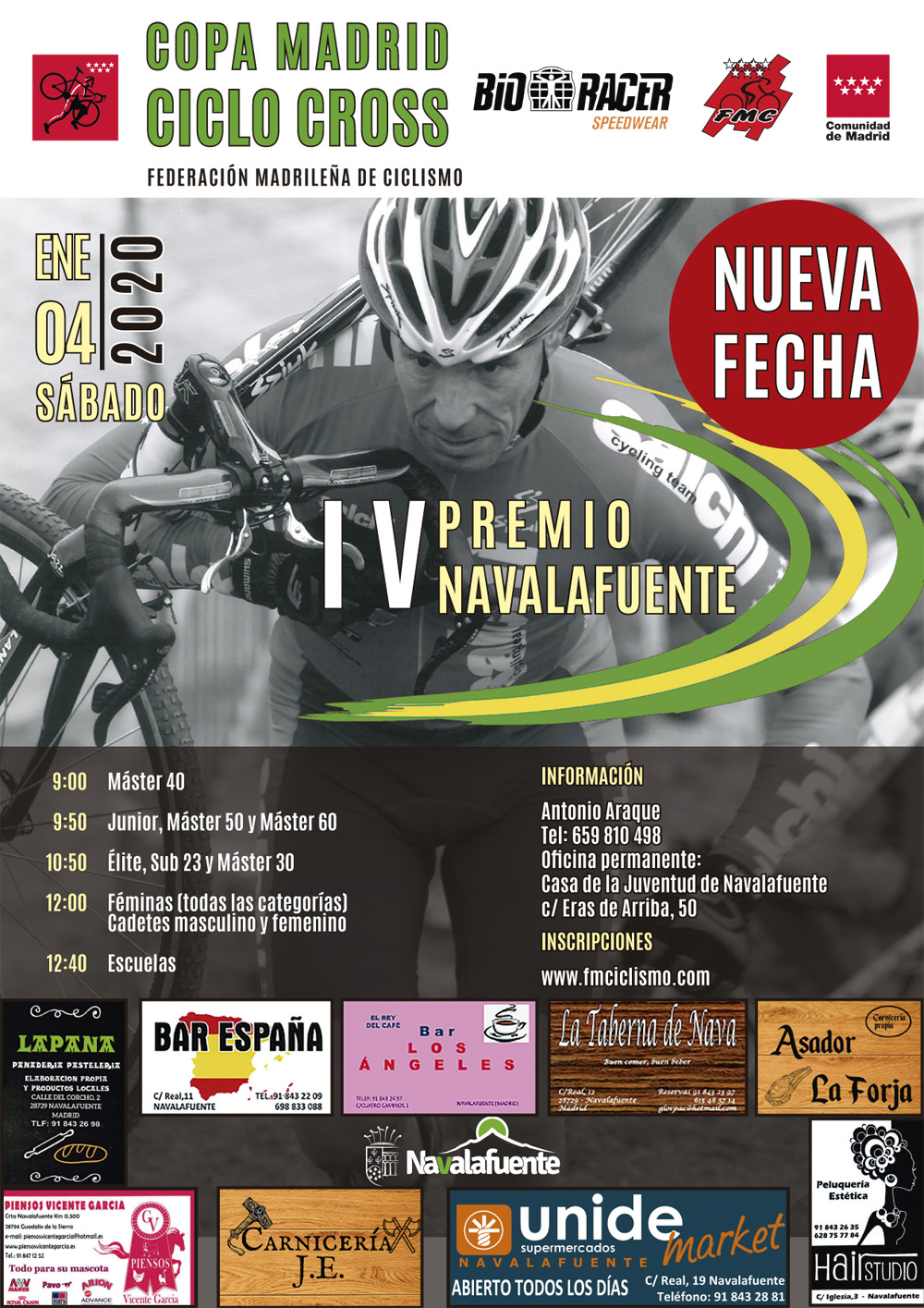 El IV Premio Navalafuente de ciclocross cierra la Copa Comunidad de Madrid Bioracer el 4 de Enero (ACTUALIZADA CON INSCRIPCIONES)