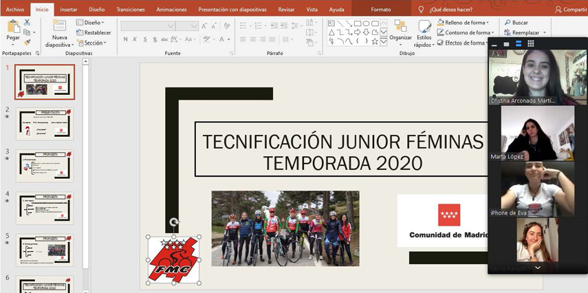 Cristina Arconada reunió ayer a las féminas juniors vía online