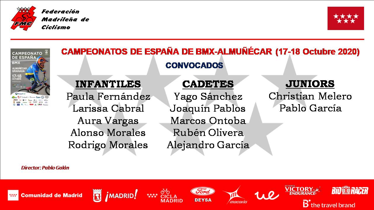 Máximas expectativas para la Selección Madrileña de BMX en los Nacionales de Almuñécar