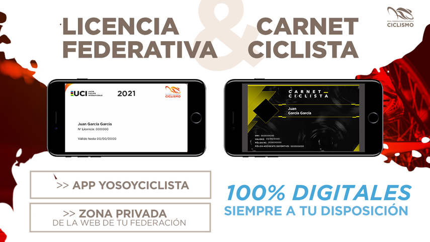 Consulta tu licencia o carnet ciclista en tu zona privada o en la App YoSoyCiclista