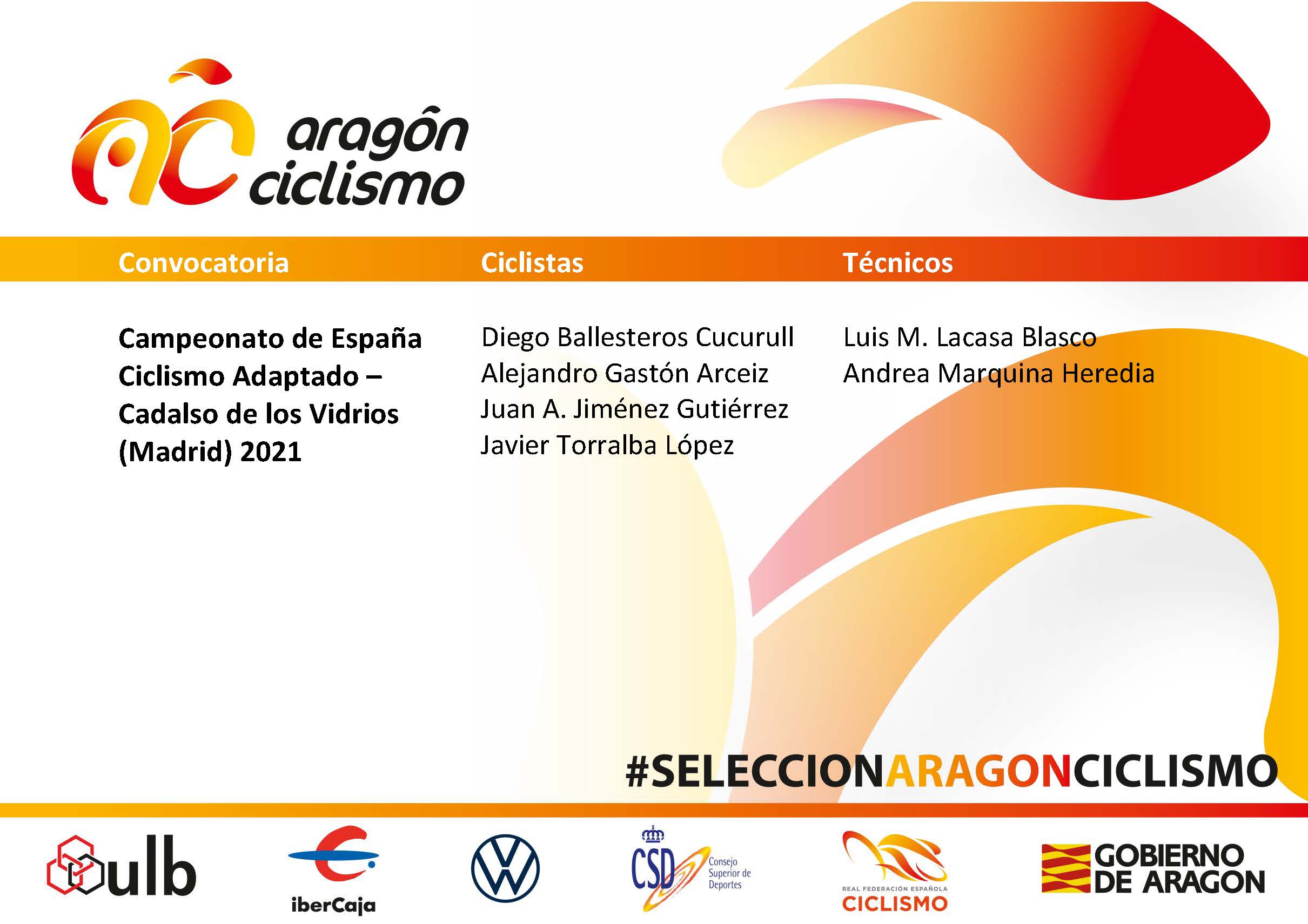 Selección Aragonesa para el Campeonato de España de Ciclismo Adaptado 2021