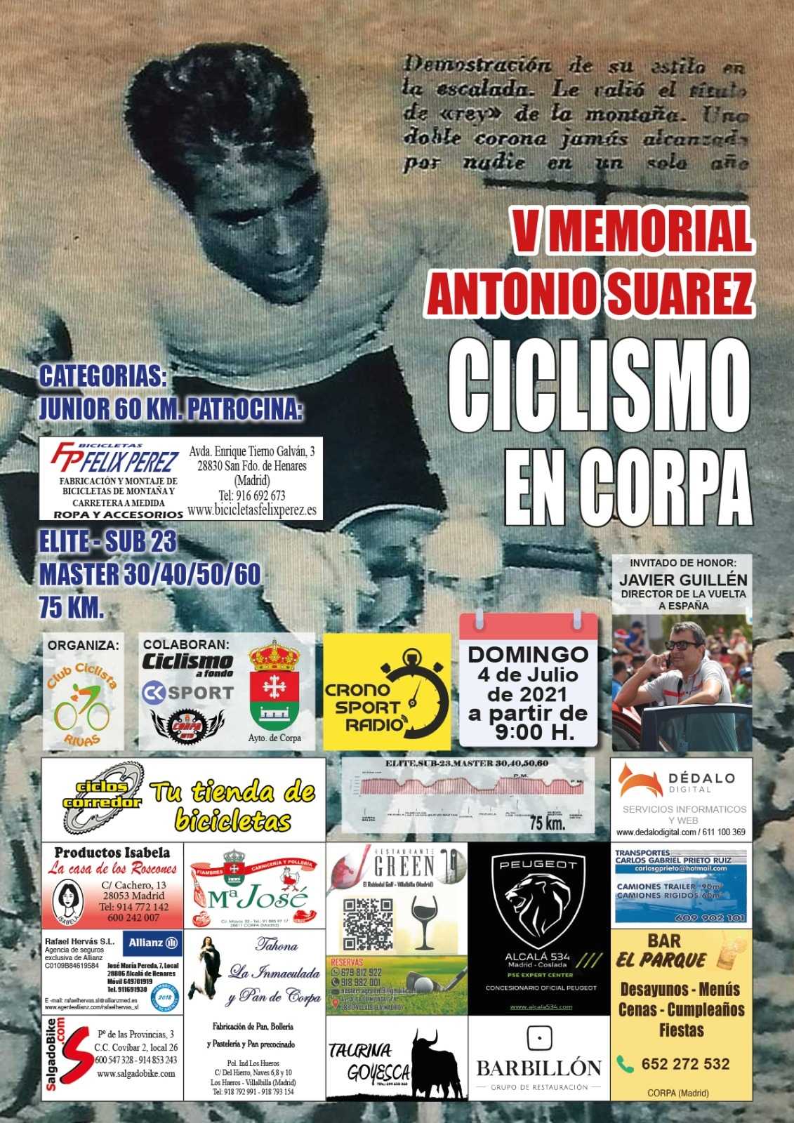 Juniors, máster y elites-sub23 medirán fuerzas el 4 de Julio con el V Memorial Antonio Suárez