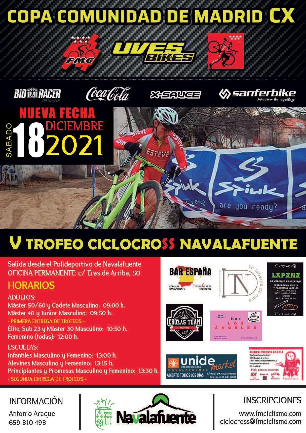 El V Trofeo de Ciclocross Navalafuente decide a los ganadores de la Copa Comunidad de Madrid Uves Bikes