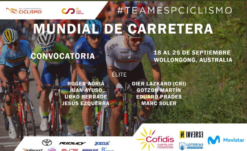 Jesús Ezquerra seleccionado con España para el Mundial de Ciclismo  en Wollongong (Australia)