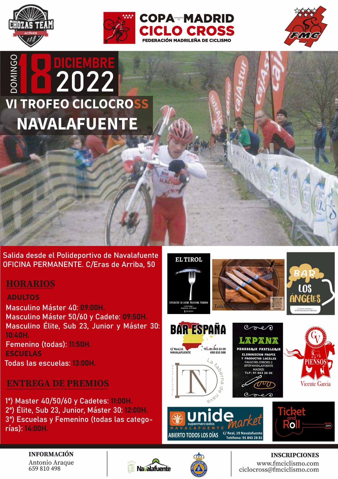 La XVIII Copa Comunidad de Madrid de ciclocross vivirá su epílogo en Navalafuente