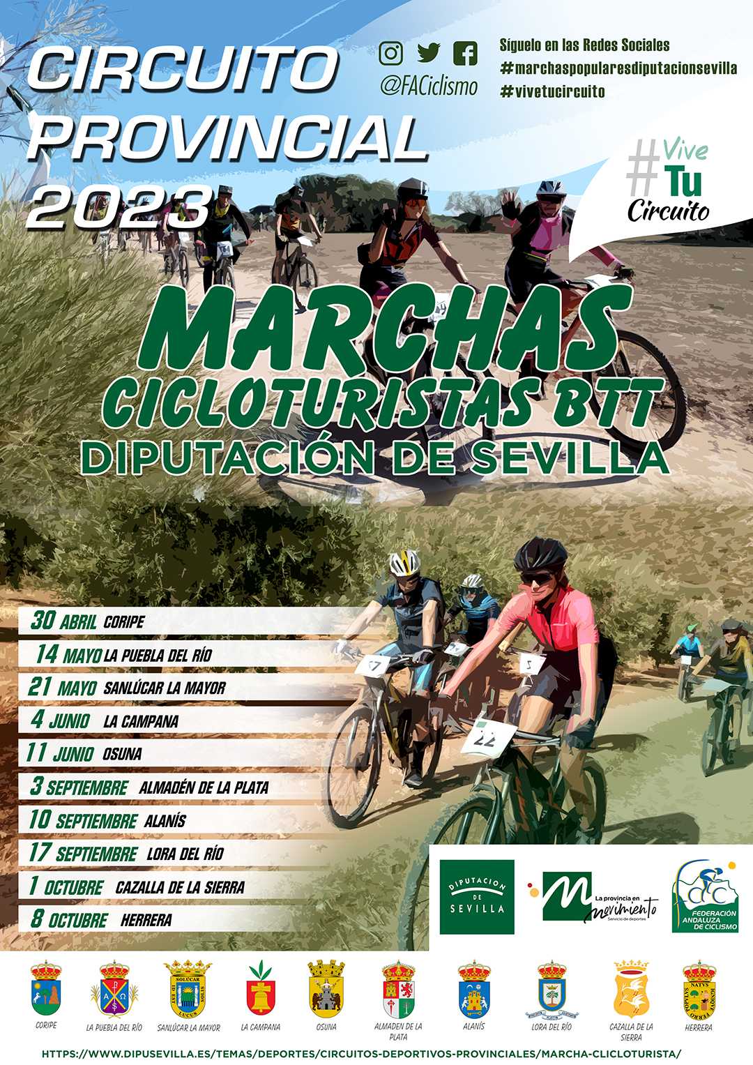 Fechas del Circuito Provincial Marchas Cicloturistas BTT Diputación de Sevilla 2023