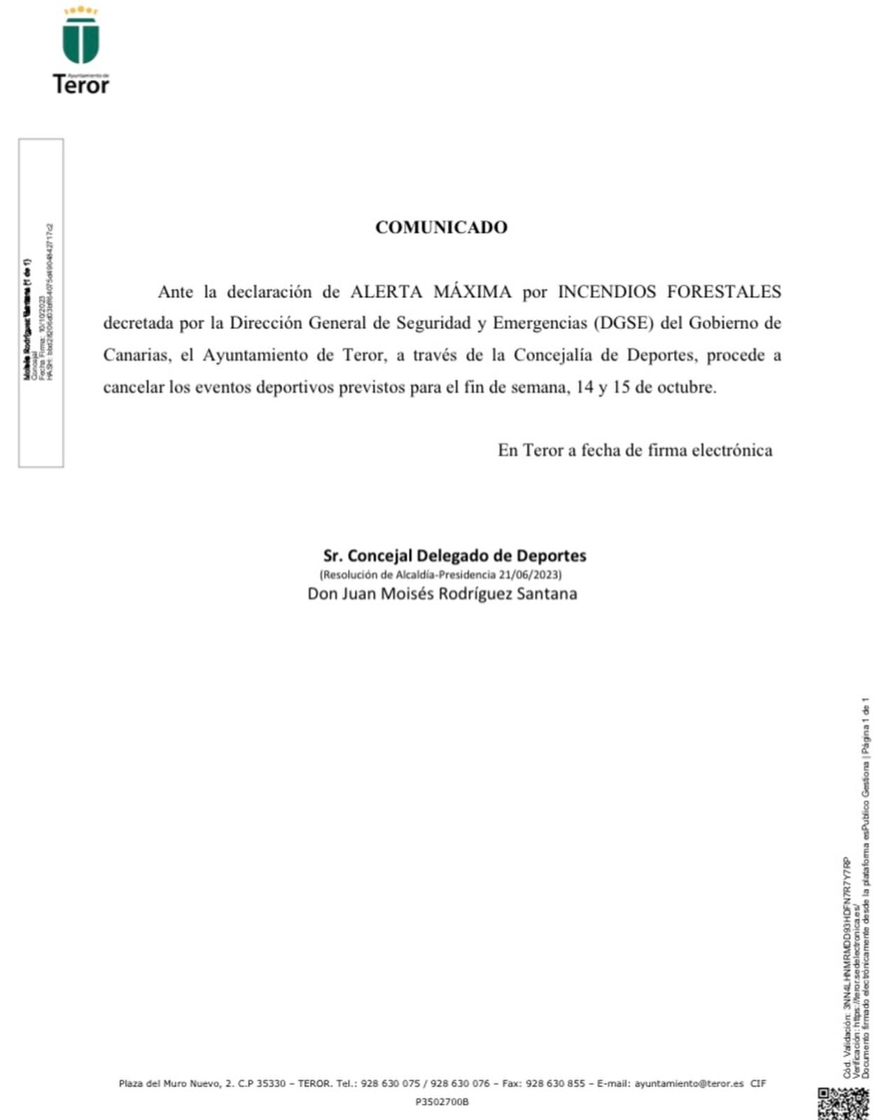 APLAZADO EL XXVIII DHI EL PINO, a celebrar el 14 de octubre de 2023