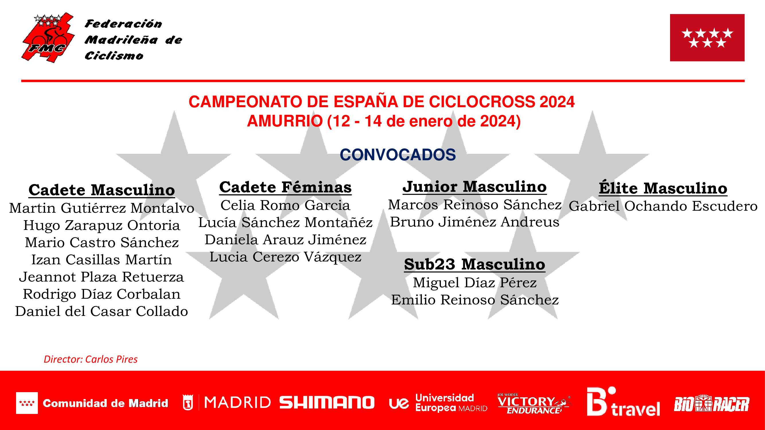 Convocados por la FMC para el Campeonato de España de Ciclocross 2024