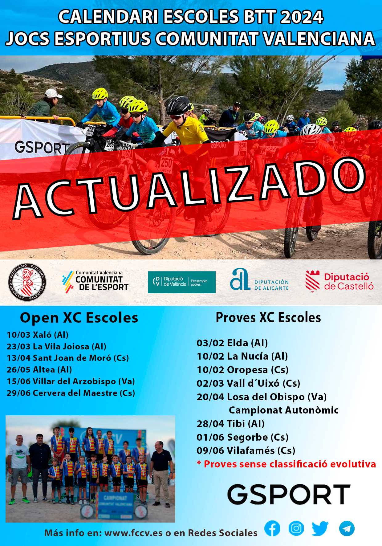 Actualización de fechas y horarios en la última prueba del Open BTT-XC de la Comunitat Valenciana