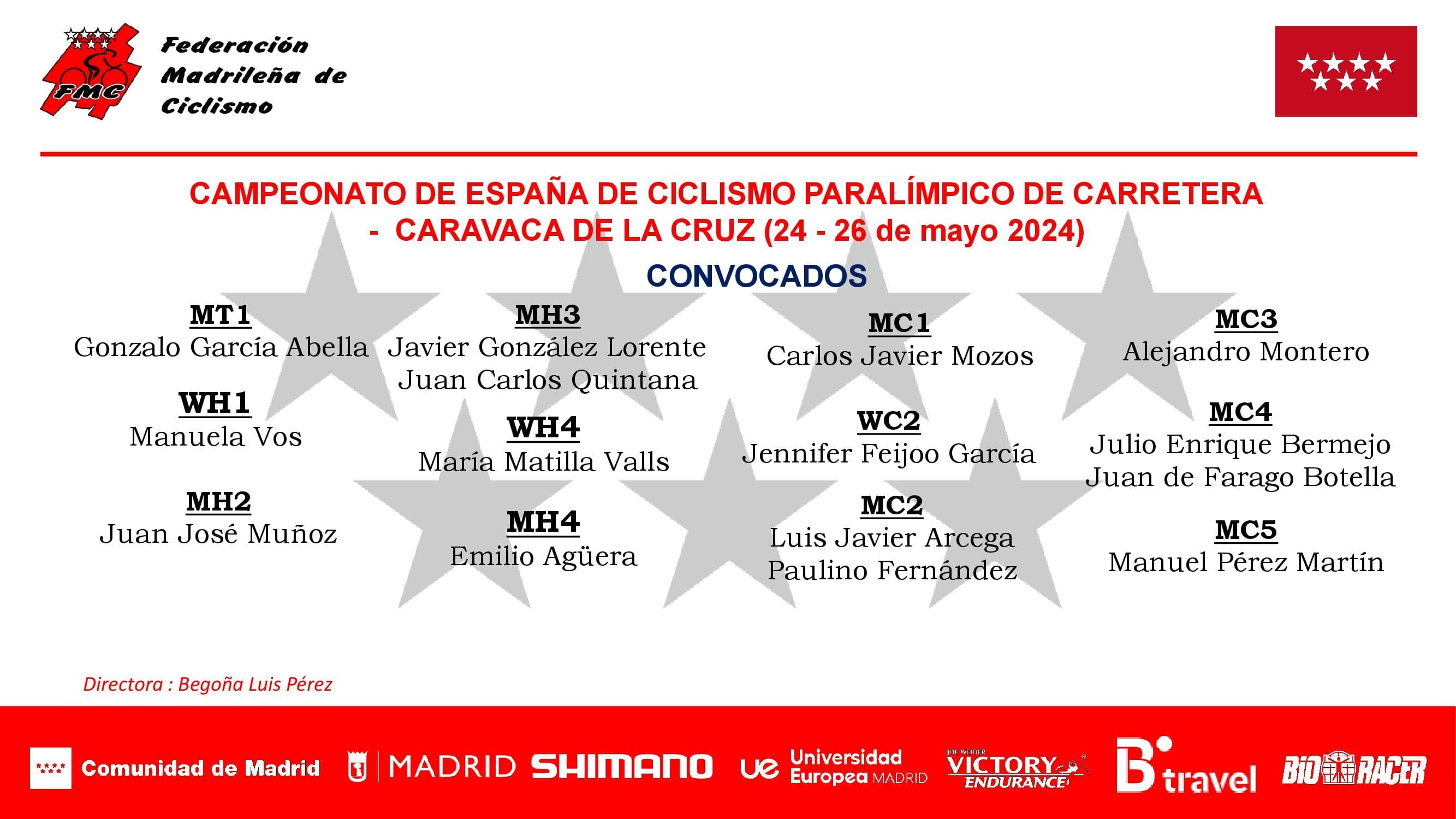 Convocados por la FMC para el Campeonato de España de de Ciclismo Paralímpico de carretera