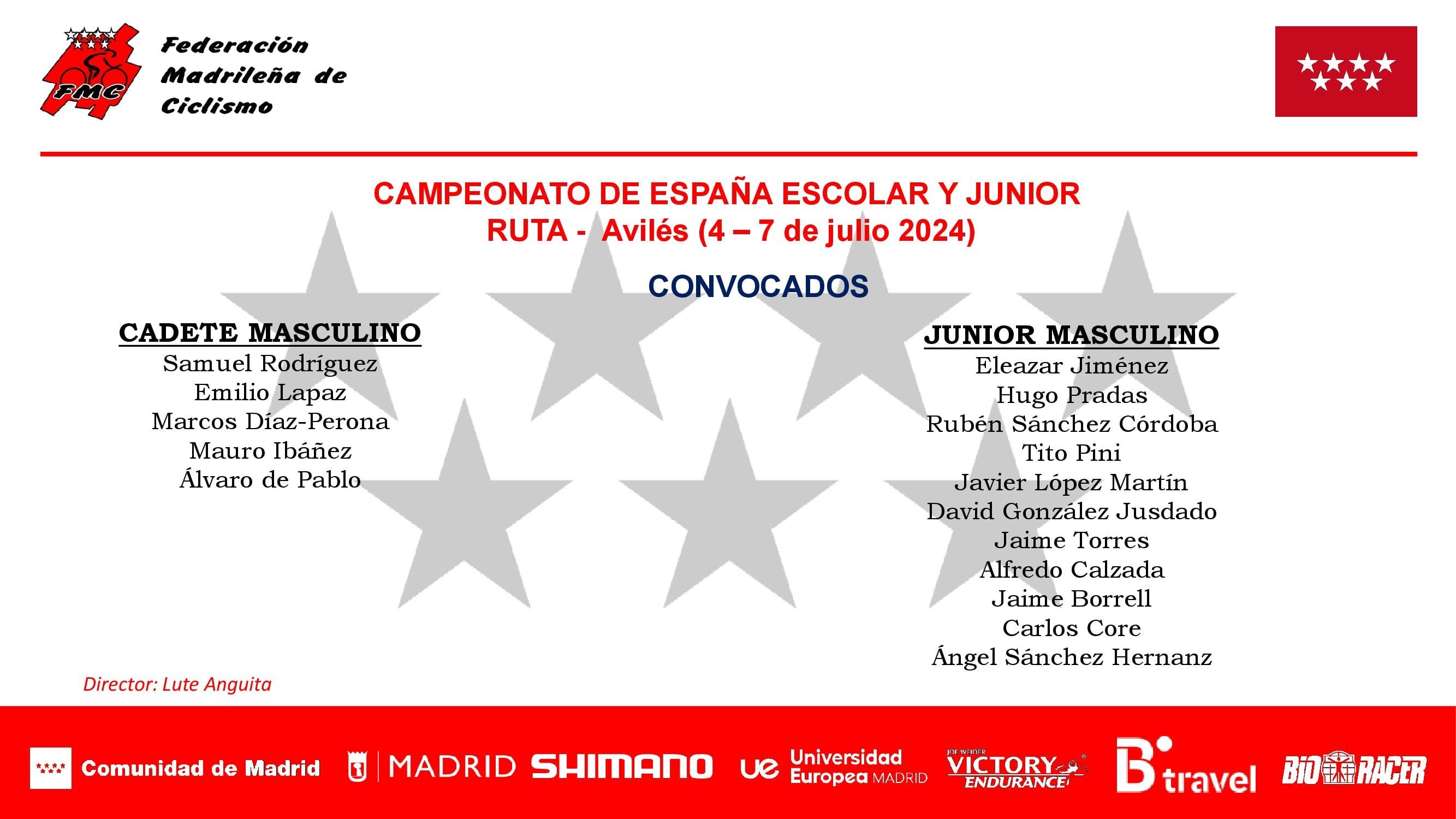Convocados por la FMC para los Campeonatos de España Escolares y Junior 2024