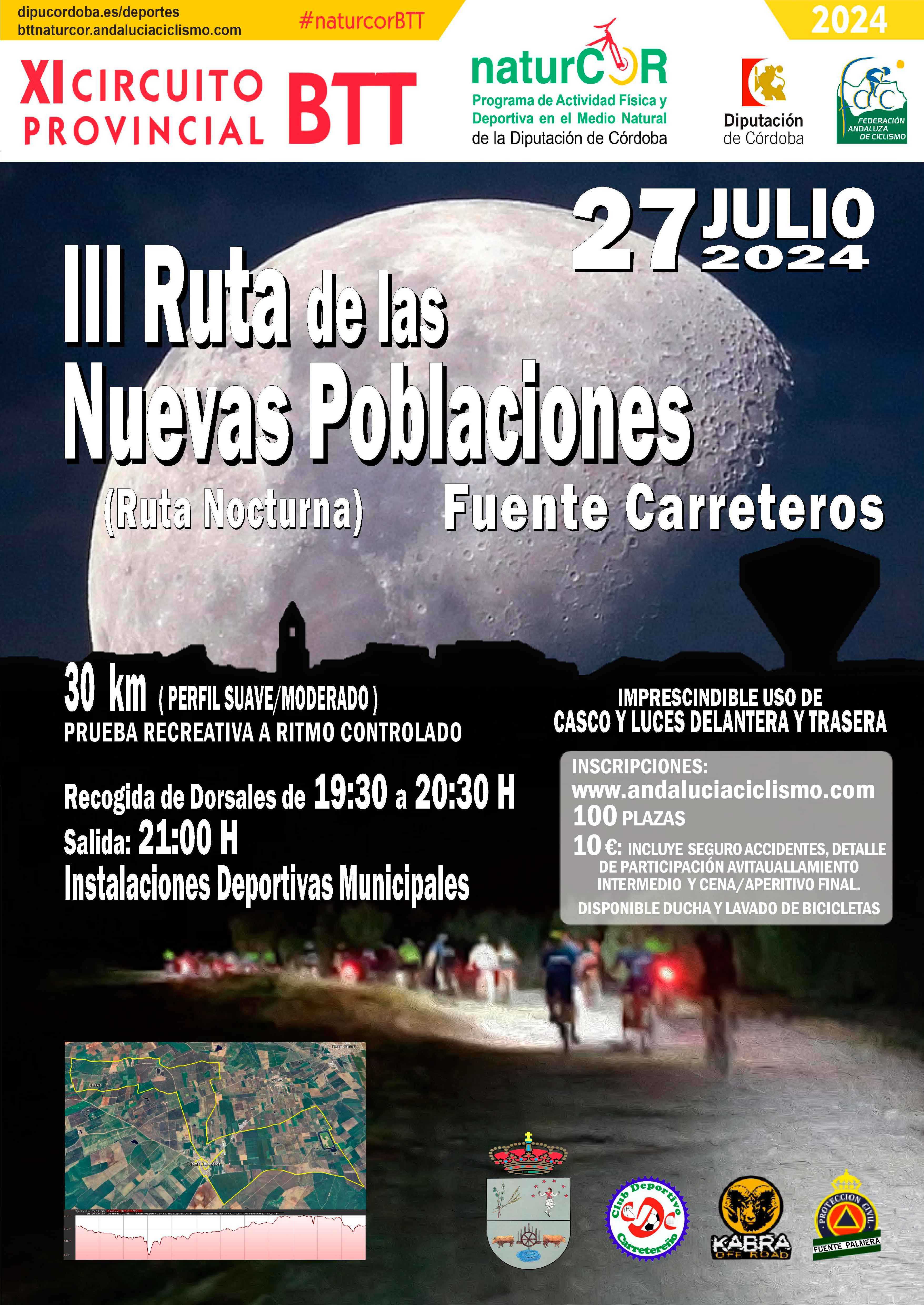 Fuente Carreteros espera al NaturCor con su ruta nocturna de BTT