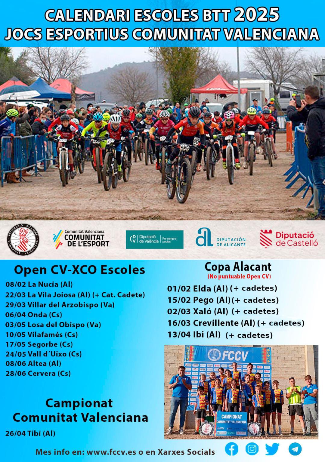 Modificación en el calendario Open BTT-XCO Escuelas de Ciclismo