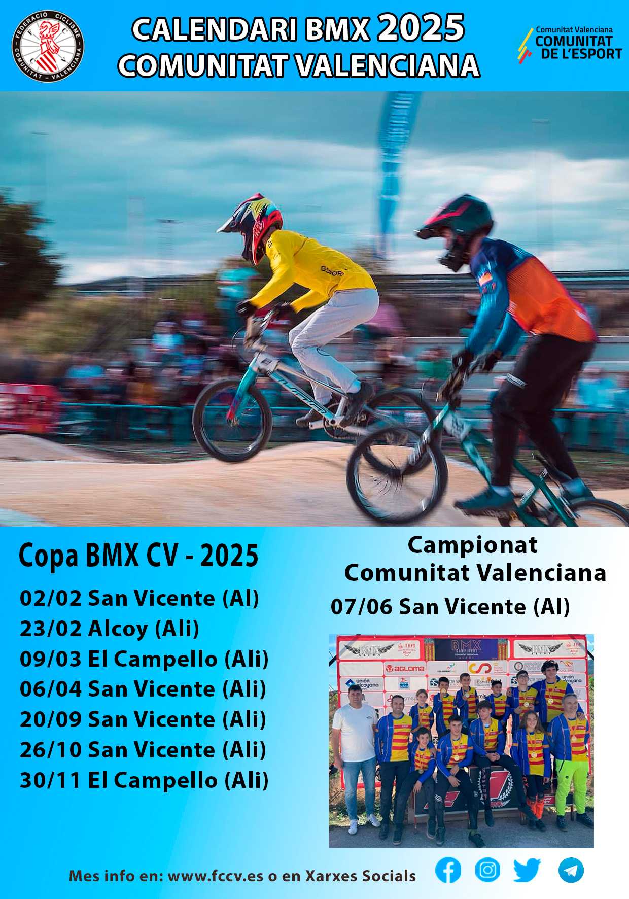 Calendario Copa BMX Comunitat Valenciana 2025