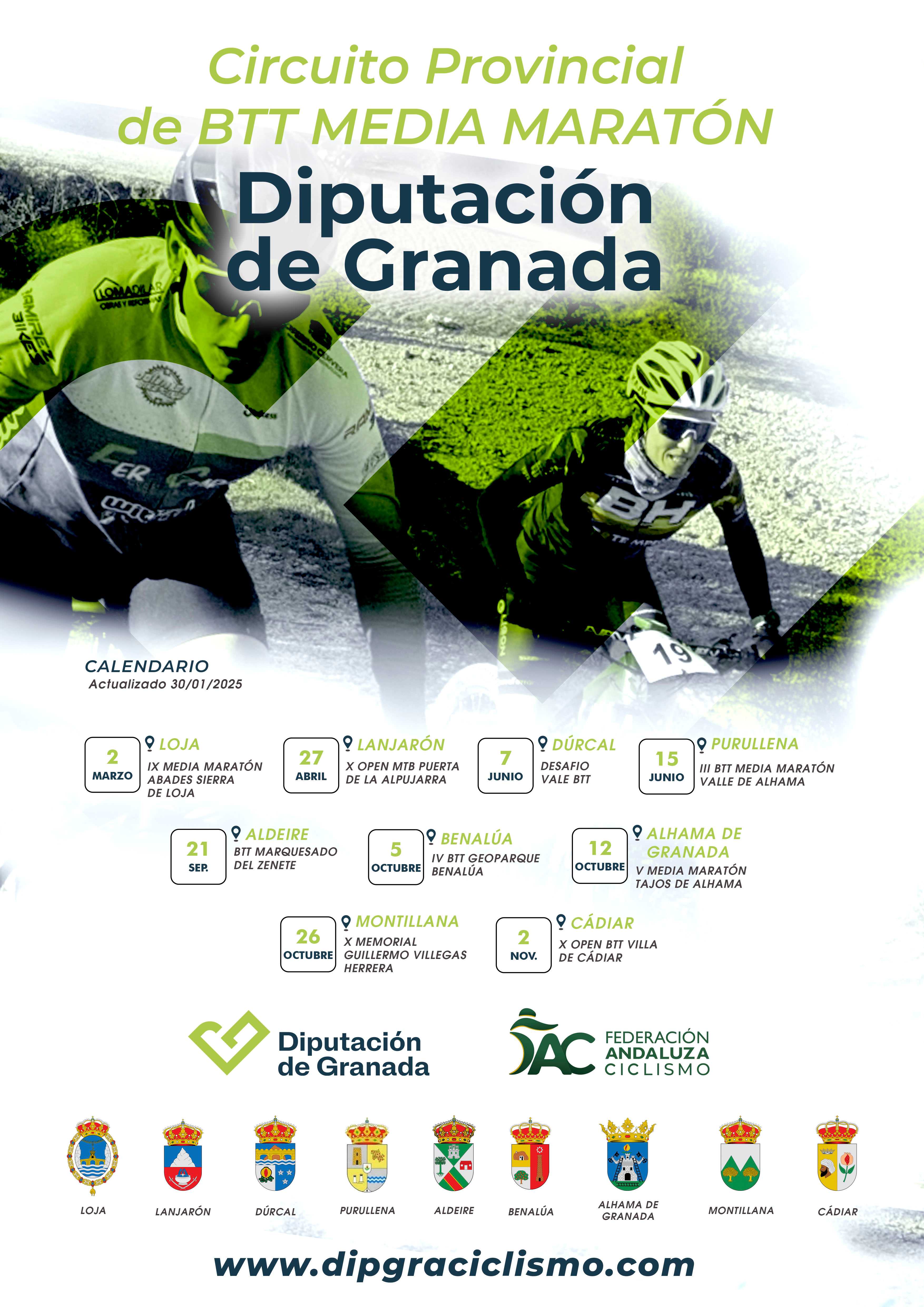 Fechas de los Circuitos Provinciales de Ciclismo Diputación de Granada 2025