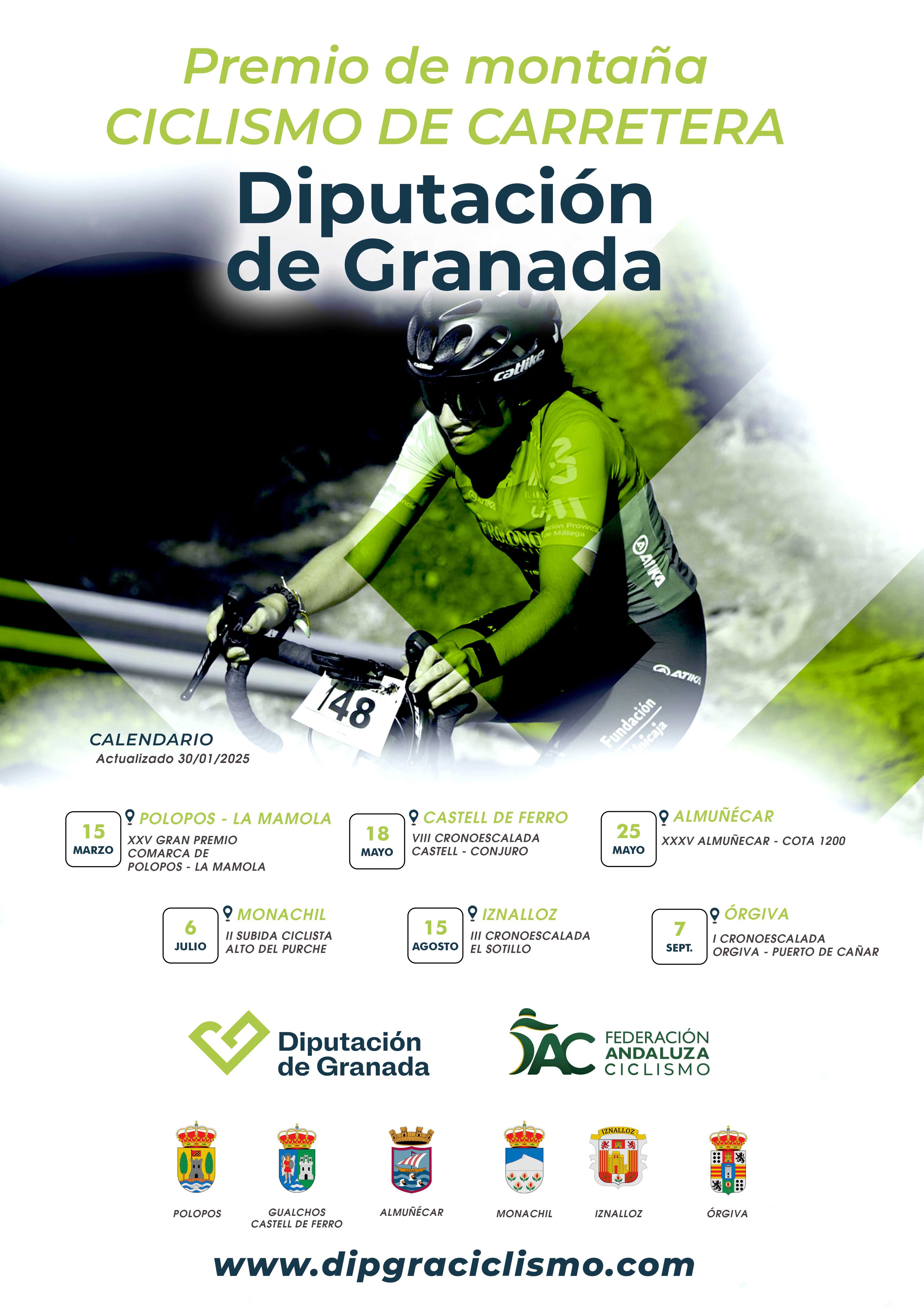 Fechas de los Circuitos Provinciales de Ciclismo Diputación de Granada 2025