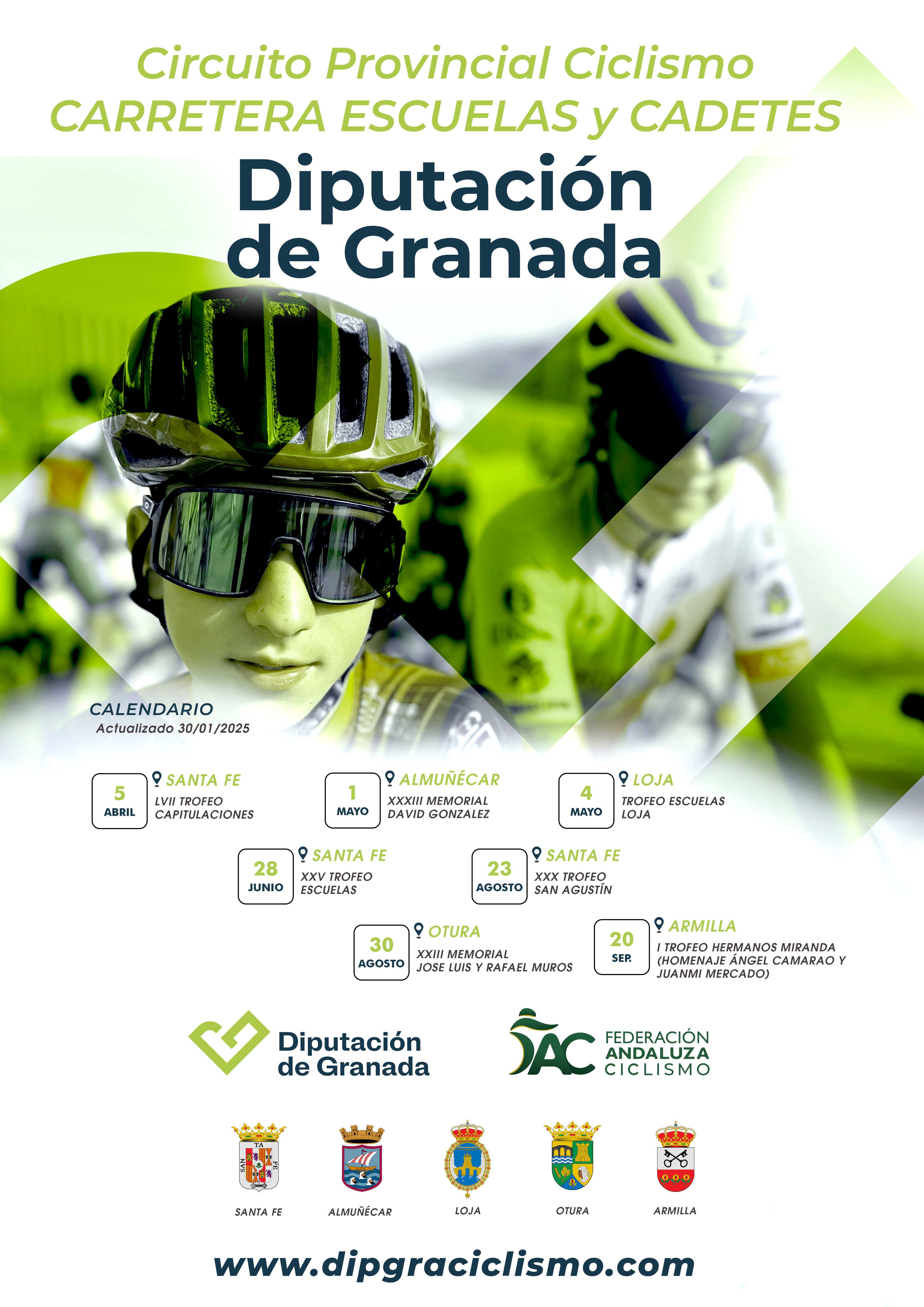 Fechas de los Circuitos Provinciales de Ciclismo Diputación de Granada 2025