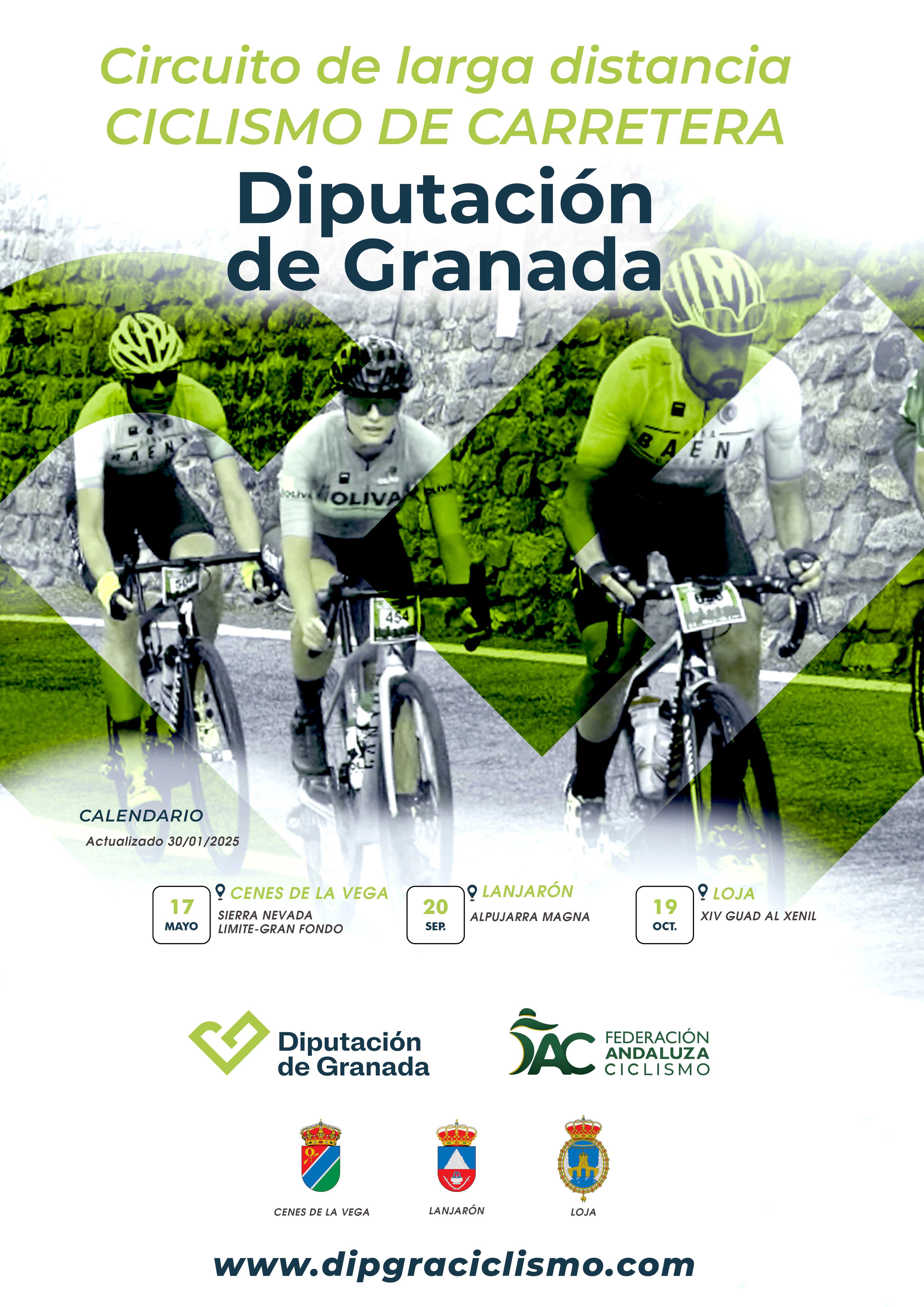 Fechas de los Circuitos Provinciales de Ciclismo Diputación de Granada 2025