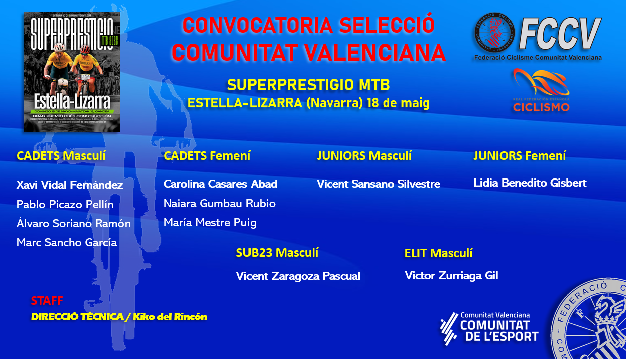 La selección de BTT de la FCCV participará este fin de semana en la Superprestigio MTB