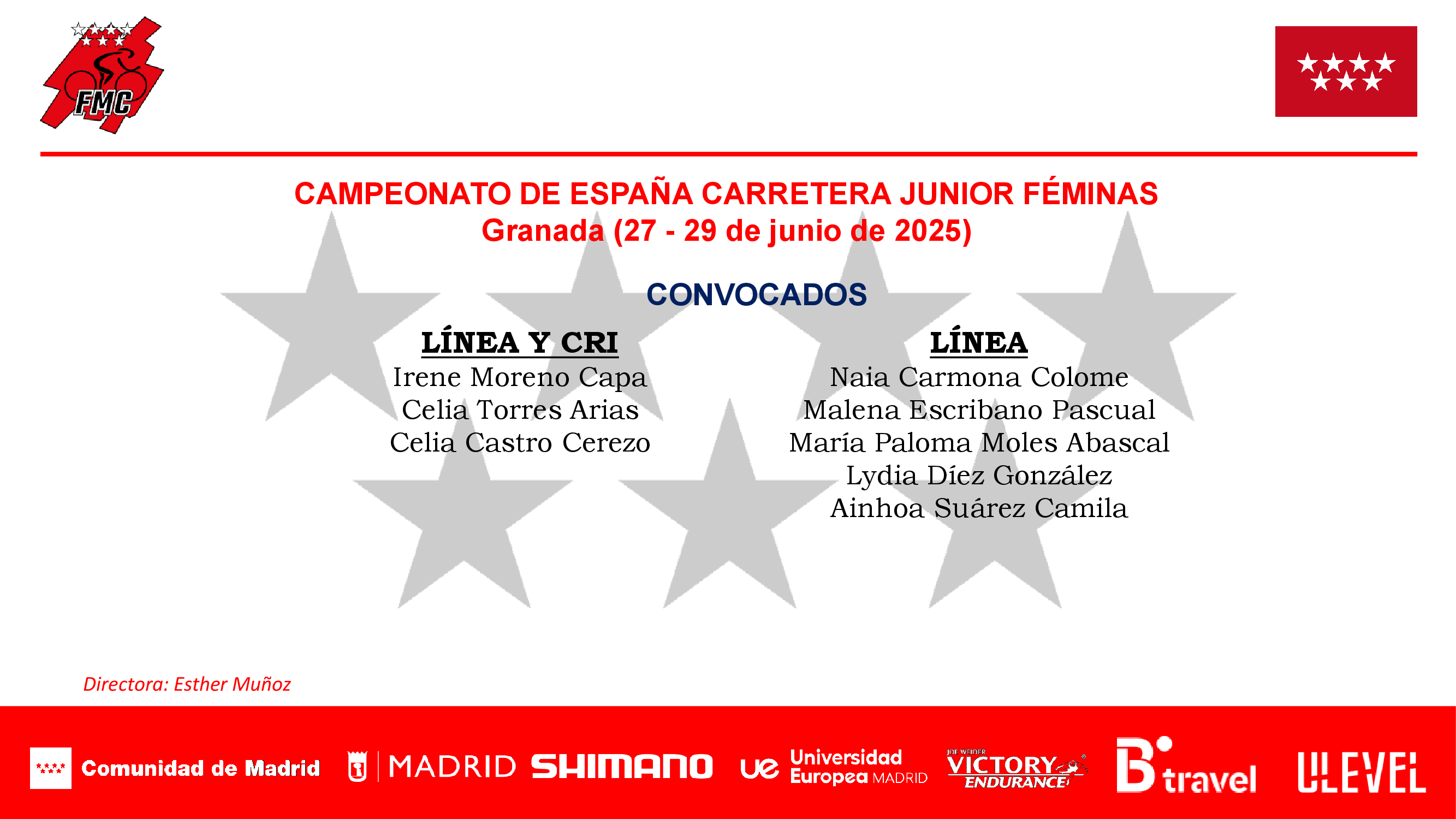 CONVOCADOS POR LA FMC PARA EL CAMPEONATO DE ESPAÑA EN CARRETERA