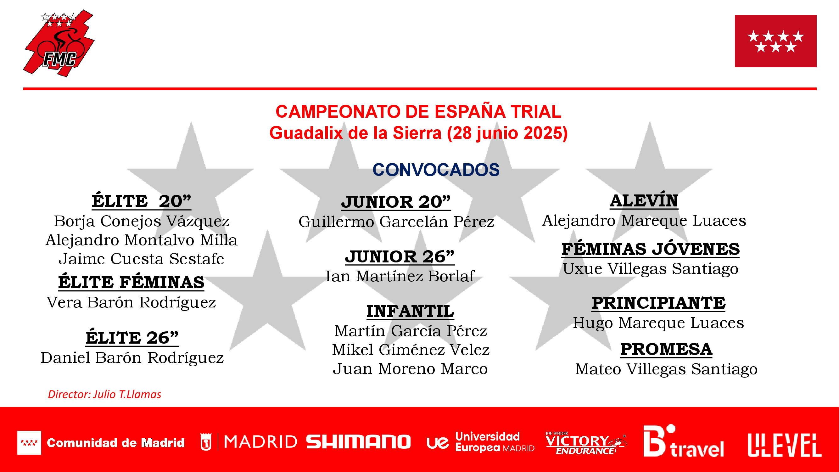 CONVOCADOS POR LA FMC PARA EL CAMPEONATO DE ESPAÑA DE TRIAL