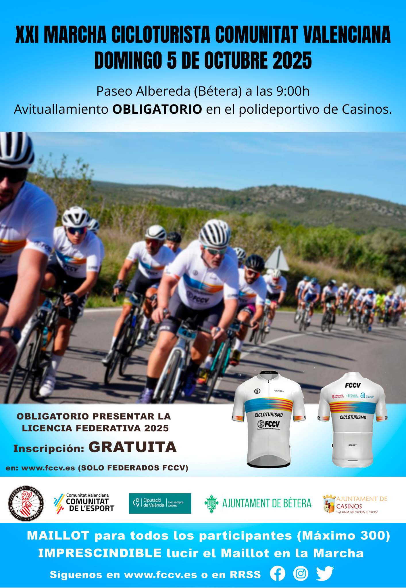 Abiertas las inscripciones para la XXI Marcha Cicloturista Comunitat Valenciana