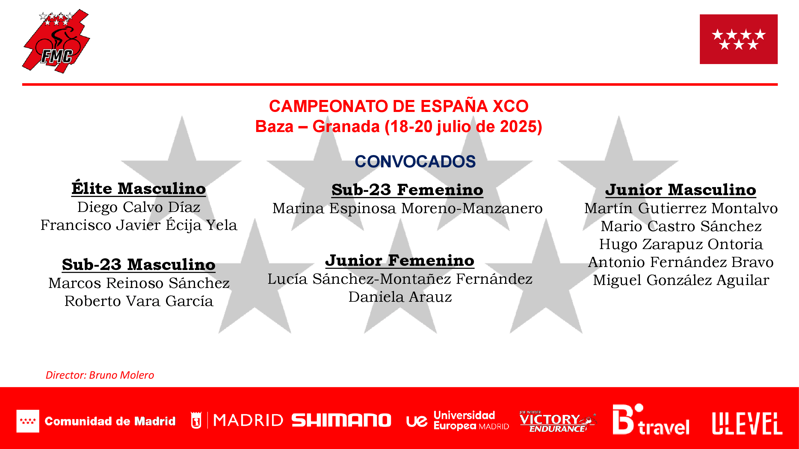 CONVOCADOS POR LA FMC PARA EL CAMPEONATO DE ESPAÑA DE XCO