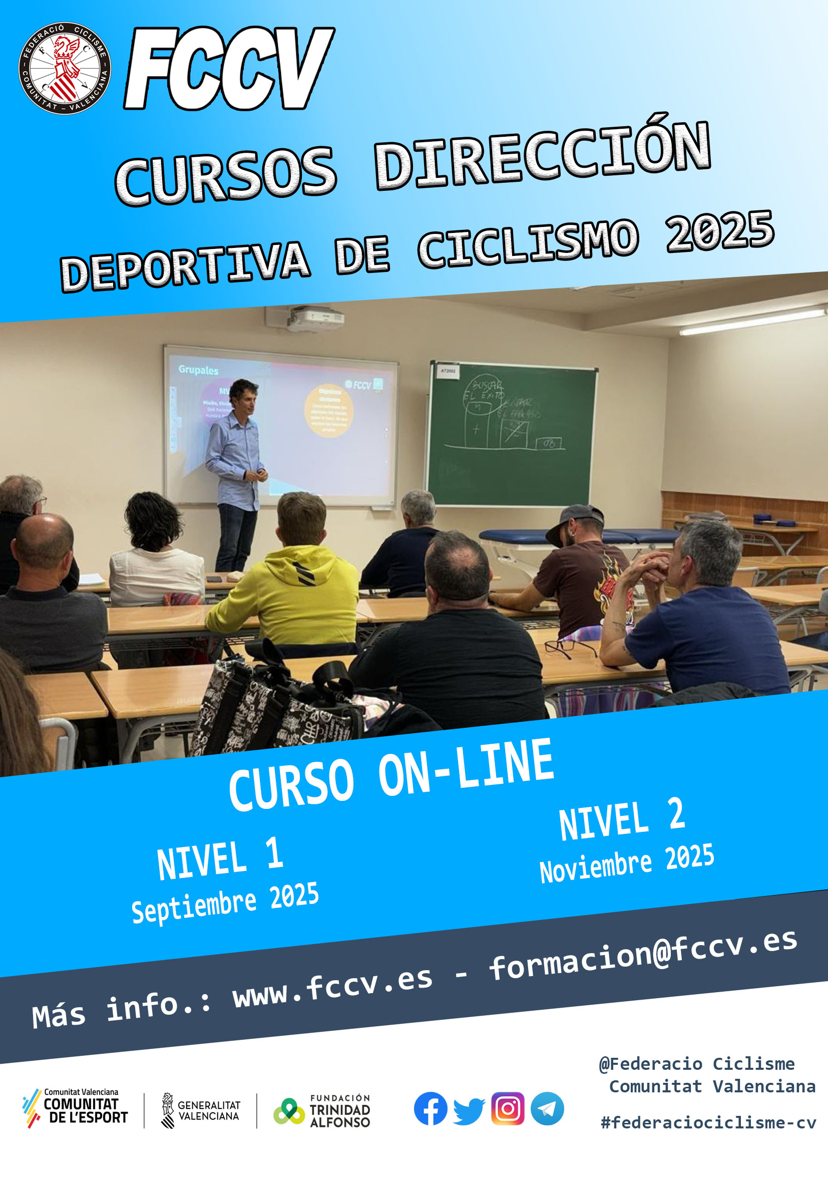 Abiertas las inscripciones para los cursos de Dirección Deportiva de Ciclismo Nivel 1 y Nivel 2