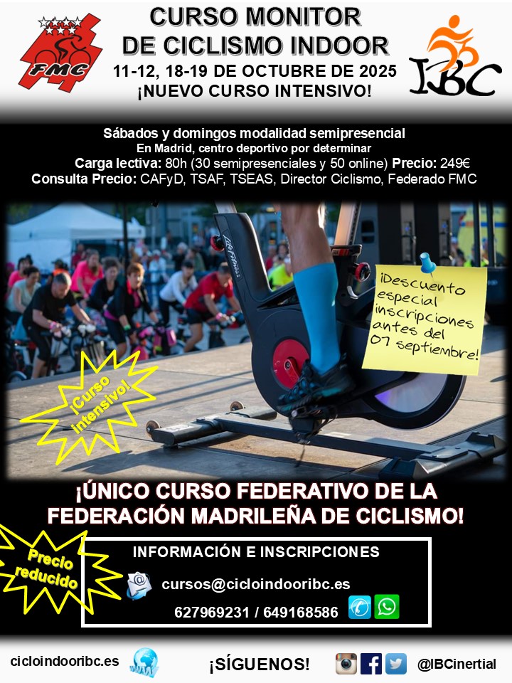CURSO INTENSIVO DE MONITOR DE CICLISMO INDOOR