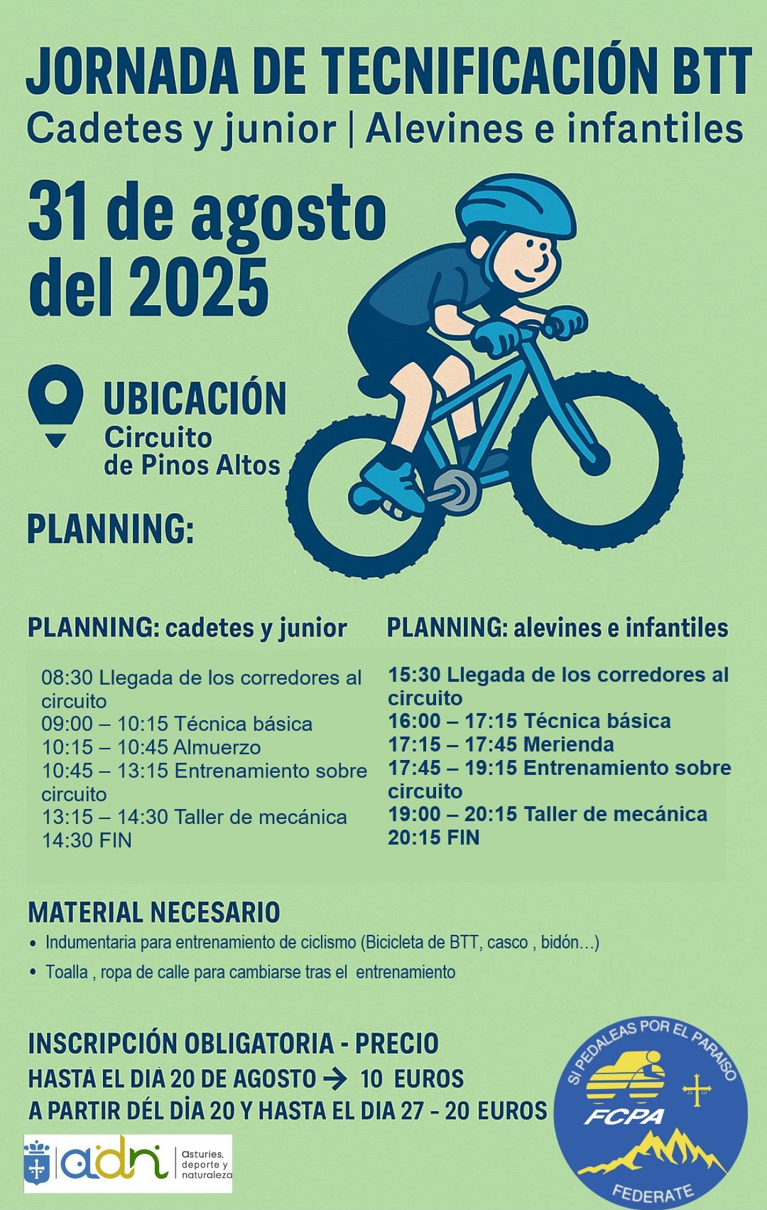 Jornadas de Tecnificación BTT 2025 en el Circuito de Pinos Altos