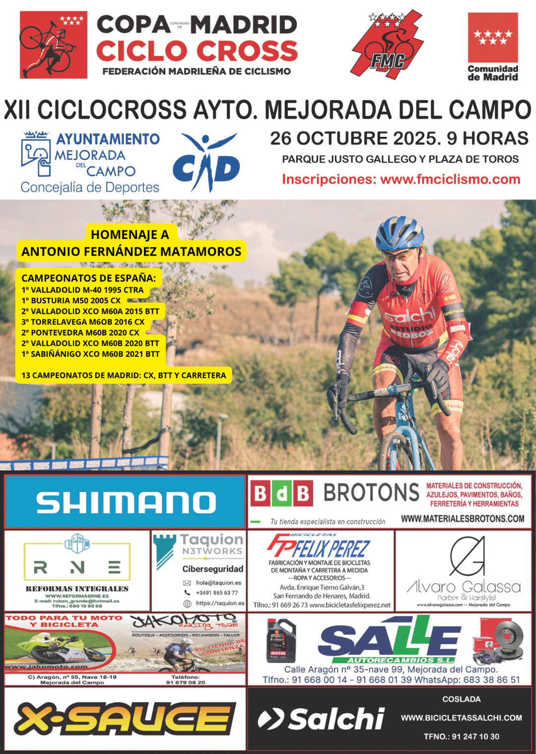 La Copa de Madrid de Ciclocross arranca en Mejorada del Campo