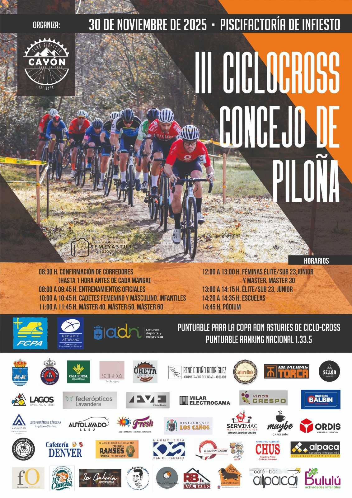El Ciclocross Concejo de Piloña 2025 llenará Infiesto de emoción el 30 de noviembre