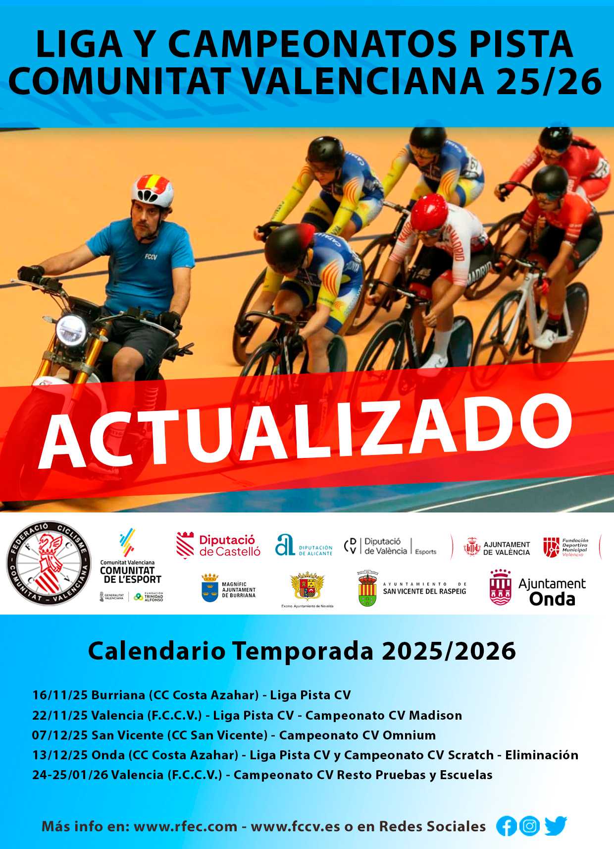 Modificaciones en el calendario de Pista