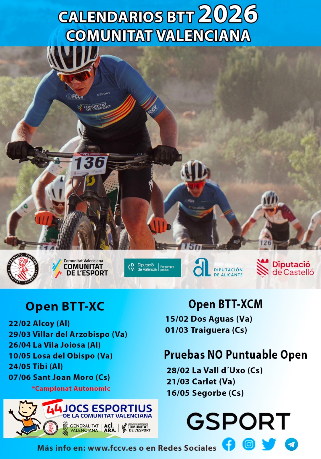 Calendario BTT 2026 Comunitat Valenciana