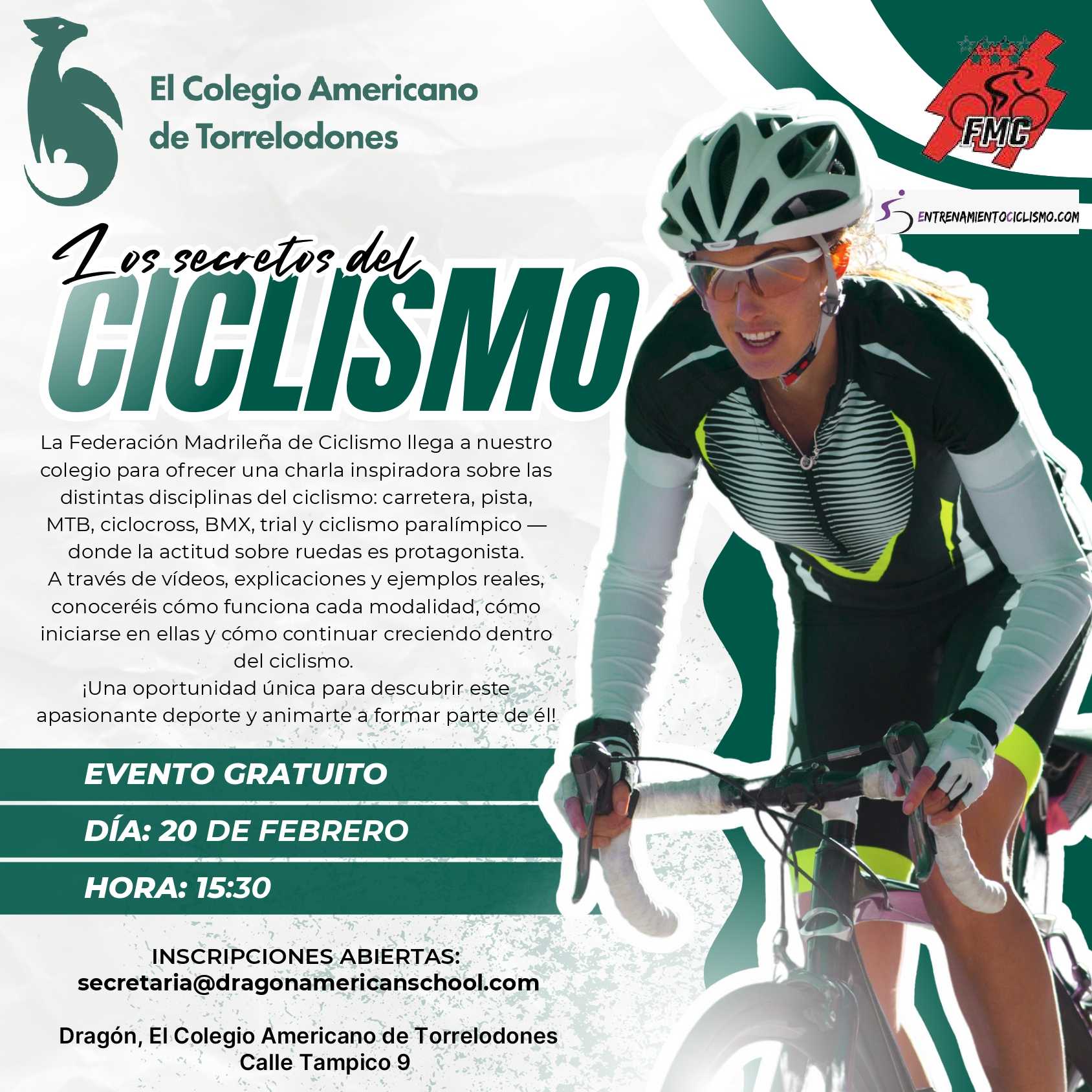 La Federación Madrileña de Ciclismo acerca “Los secretos del ciclismo” al Colegio Americano de Torrelodones