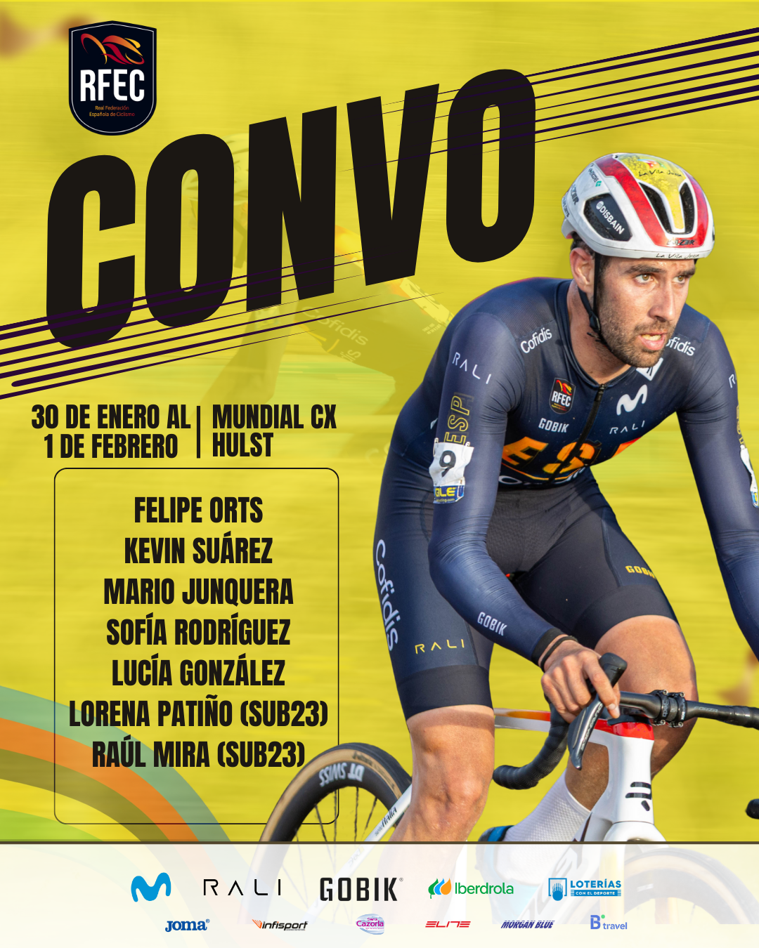 Felipe Orts, Sofía Rodríguez, Raúl Mira y Carla Bañuls disputarán el Mundial de Ciclocross de Hulst