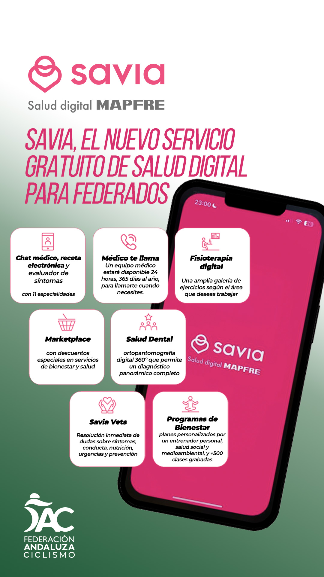 Presentamos Savia, el nuevo servicio gratuito de salud digital para federados