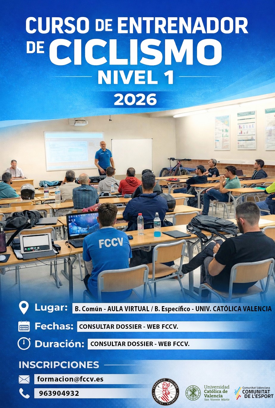 La FCCV abre inscripciones para el Curso de Entrenador de Ciclismo Nivel 1