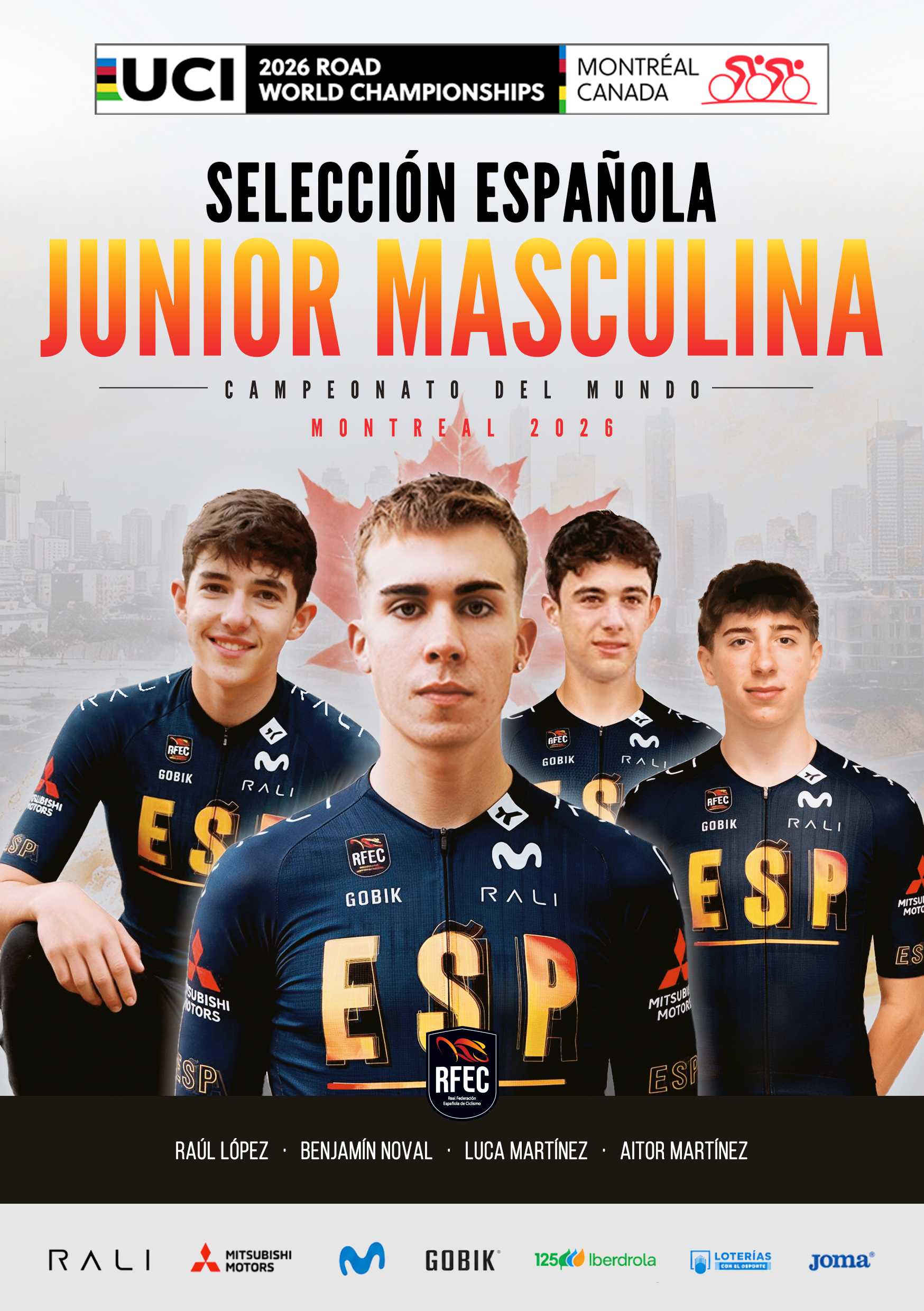 El Pelotón Convocatoria de la Selección Española Júnior para el Campeonato del Mundo de Montreal imagen