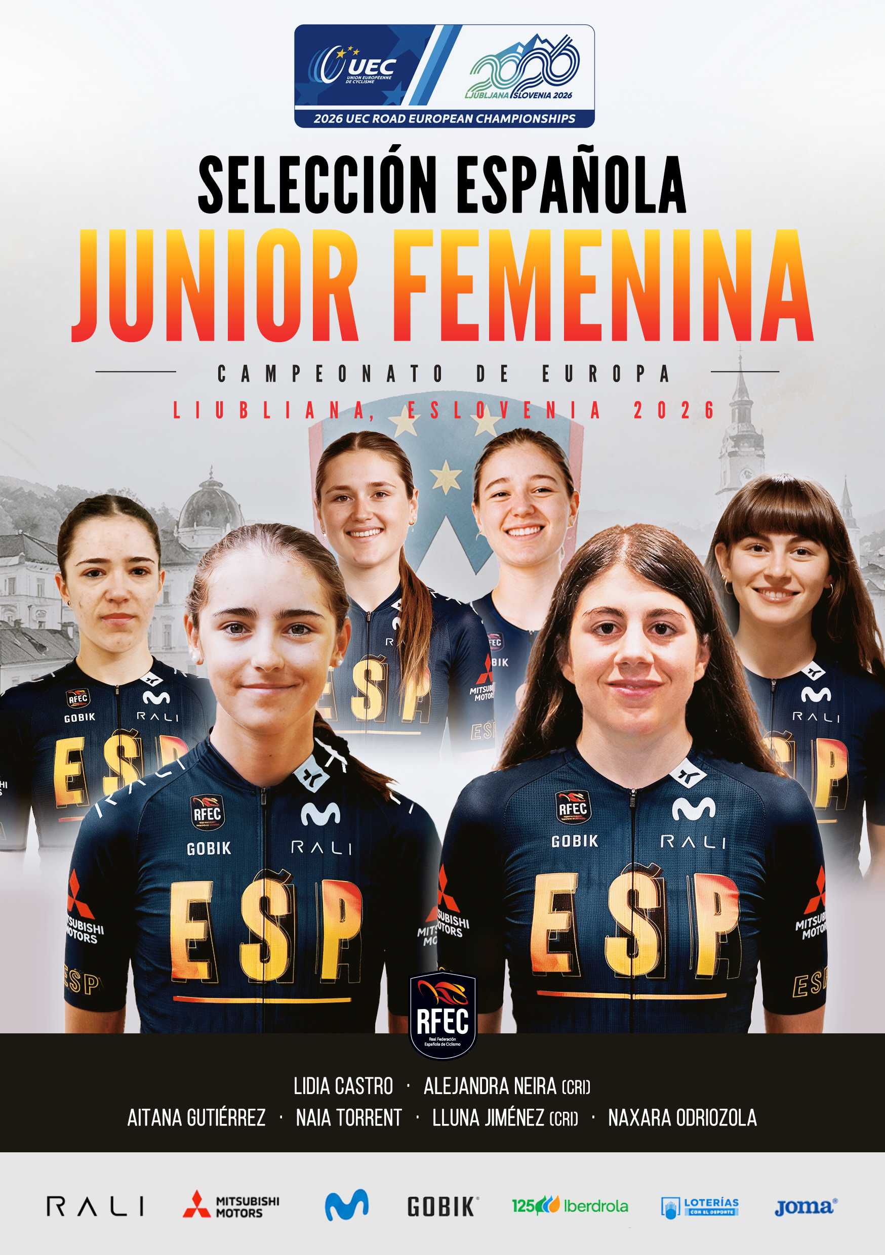 El Pelotón Convocatoria de la Selección Española júnior para el Campeonato de Europa de Carretera de Liubliana 2026 imagen
